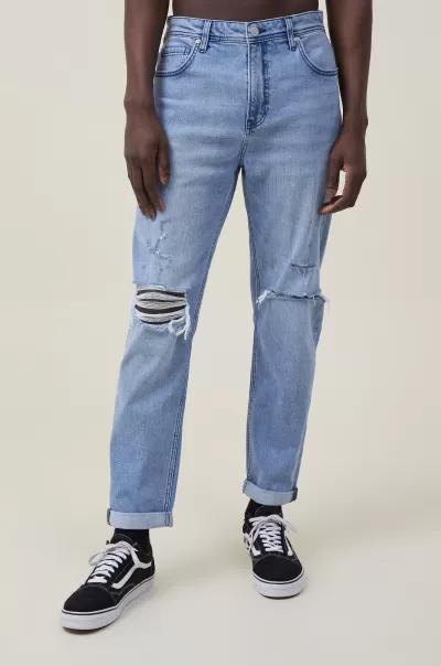 Pants Cotton On Surf Blue Ripped Budget Men Relaxed Tapered Jean