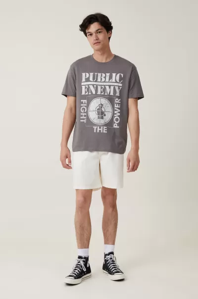 Graphic T-Shirts Loose Fit Music T-Shirt Men Cotton On Hygienic Lcn Bra Slate Stone/Public Enemy - Power
