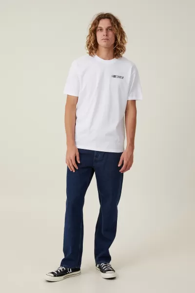 Cotton On Advanced Lcn Ncr White/Original Logo Graphic T-Shirts Nascar Loose Fit T-Shirt Men