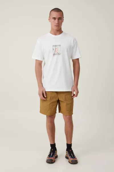 Premium Loose Fit Art T-Shirt Vintage White/Explore Men Fresh Graphic T-Shirts Cotton On