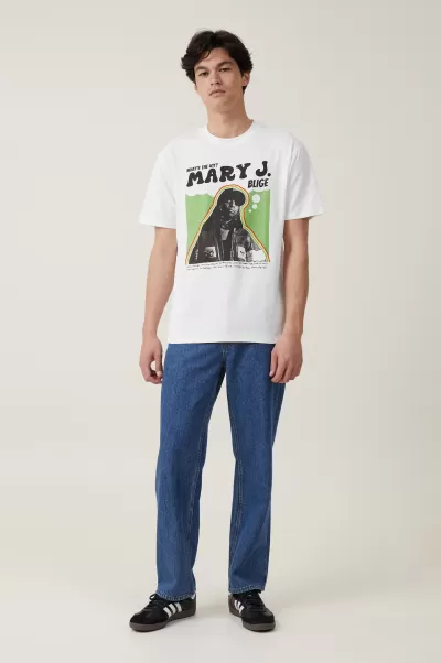 Men Lcn Bra Vintage White/Mary J Blige - Rasta Loose Fit Music T-Shirt Cotton On Graphic T-Shirts New