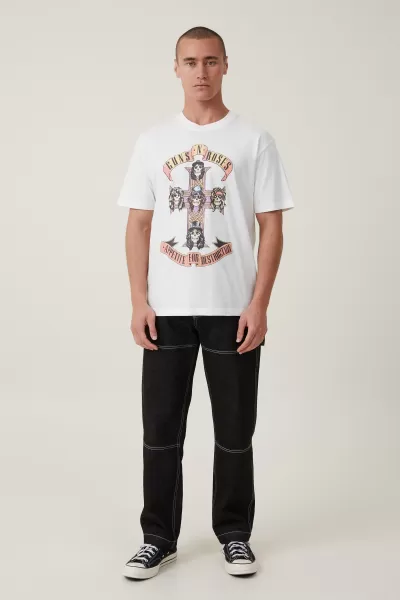 Amplify Lcn Bra Vintage White/Guns N Roses - Appetite Men Graphic T-Shirts Cotton On Premium Loose Fit Music T-Shirt