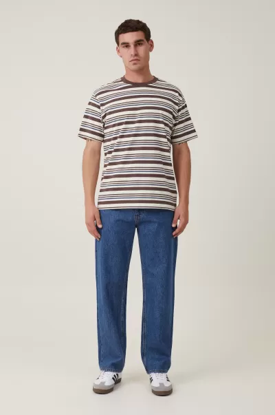 Graphic T-Shirts Cheap Cotton On Creampuff Triple Stripe Loose Fit Stripe T-Shirt Men