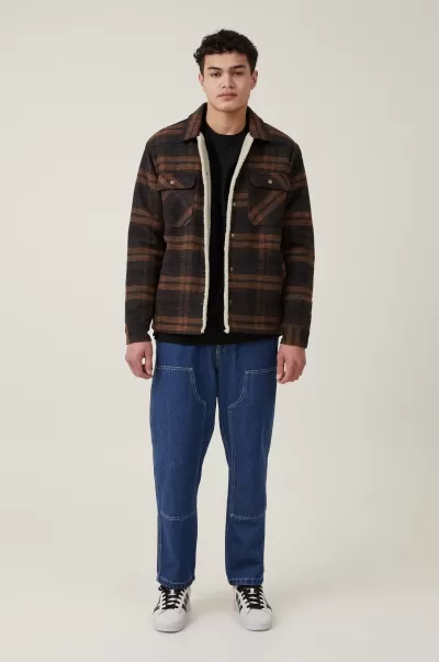 Jackets Teddy Lined Shacket Cotton On Aesthetic Coffee Check Men
