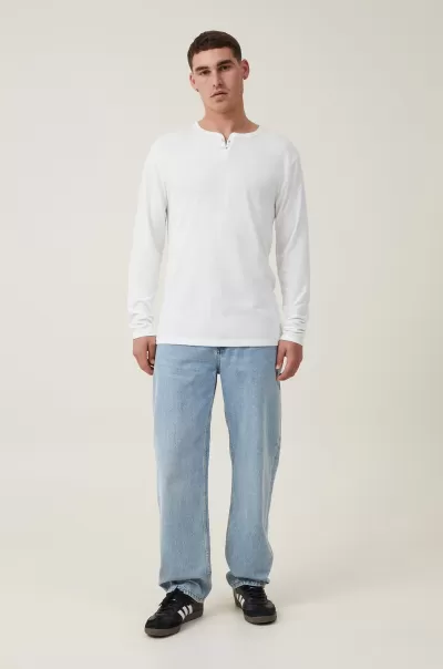 Vintage White Men Rebate Sweaters Henley Long Sleeve Tshirt Cotton On