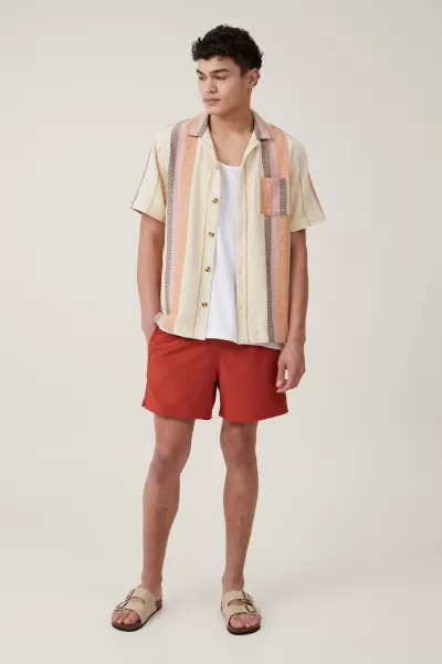 Shirts & Polos Rust Stripe Sumptuous Cotton On Men Palma Short Sleeve Shirt