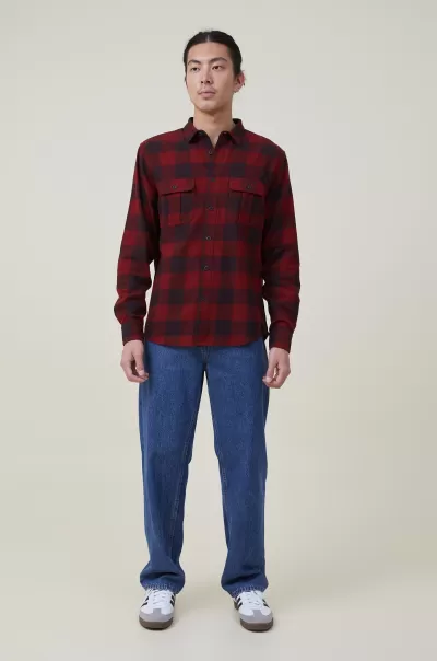 Cotton On Unbelievable Discount Greenpoint Long Sleeve Shirt Shirts & Polos Red Buffalo Check Men