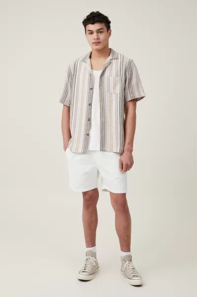 Cotton On Shirts & Polos Palma Short Sleeve Shirt Professional Men Tan Busy Stripe