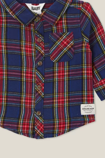 Baby Cotton On Baby Rugged Shirt Exclusive Tops &  Jackets & Sweaters In The Navy/Heritage Red Plaid