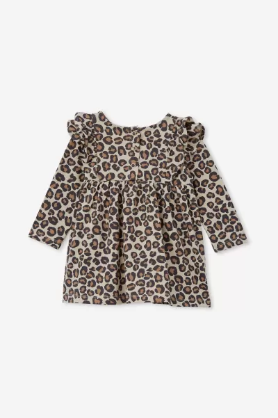Review Baby Mandy Long Sleeve Ruffle Dress Cotton On Dresses & Skirts Rainy Day/Leo Leopard