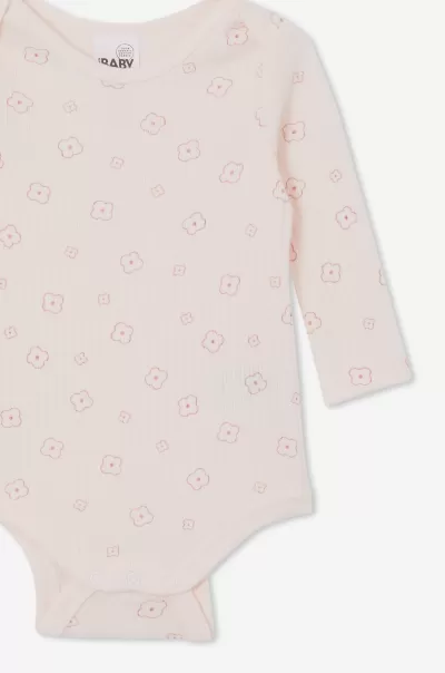 Cotton On Crystal Pink/Vivi Floral Baby Organic Newborn Long Sleeve Bubbysuit Unbeatable Price Rompers & All In Ones