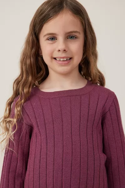 Trendy Julia Lurex Knit Top Girls 2-14 Cotton On Jackets & Sweaters Vintage Berry Sparkle