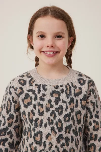 Girls 2-14 Lisa Jumper Cotton On Functional Taupy Brown/Molly Leopard Jackets & Sweaters