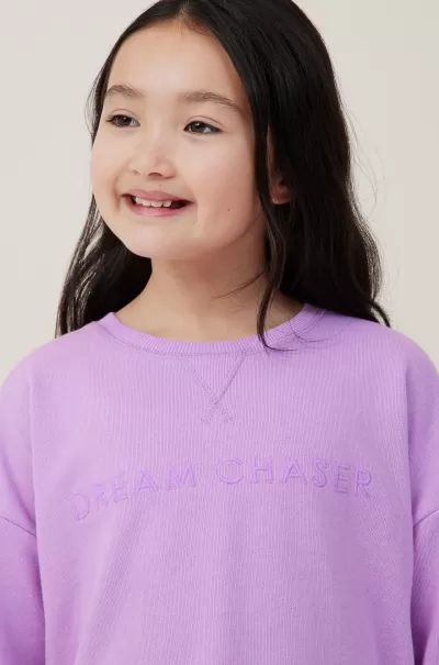 Girls 2-14 Cotton On Lavender Dreams/Dream Chaser Functional Dora Scoop Fleece Crew Sweatshirts & Sweatpants