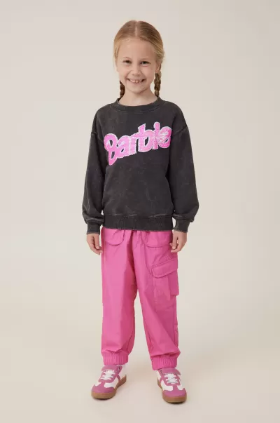 License Dusty Fleece Crew Neck Sweatshirts & Sweatpants Lcn Mat Barbie Logo/Phantom Wash Promo Girls 2-14 Cotton On