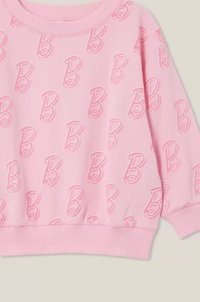 Lcn Mat B For Barbie/Cali Pink Cotton On License Dusty Fleece Crew Neck Girls 2-14 Lowest Ever Sweatshirts & Sweatpants