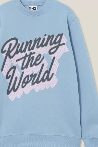 Girls 2-14 Voucher Sweatshirts & Sweatpants Mendes Crew Dusty Blue/Running The World Cotton On
