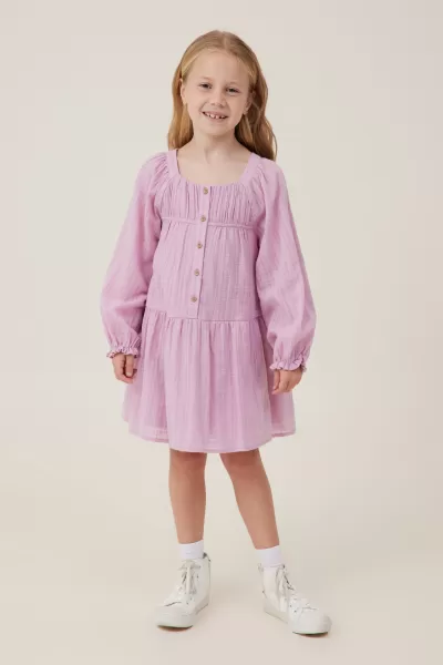 Cotton On Chalky Mauve Dresses Girls 2-14 Gemma Long Sleeve Dress 2024
