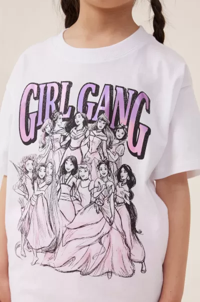 Cotton On Girls 2-14 Tops & T-Shirts Lcn Dis Girl Gang/White Popular License Drop Shoulder Short Sleeve Tee