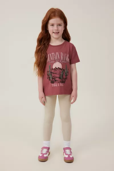 Promo Tops & T-Shirts Girls 2-14 Poppy Short Sleeve Print Tee Cotton On Henna/Mountain Range
