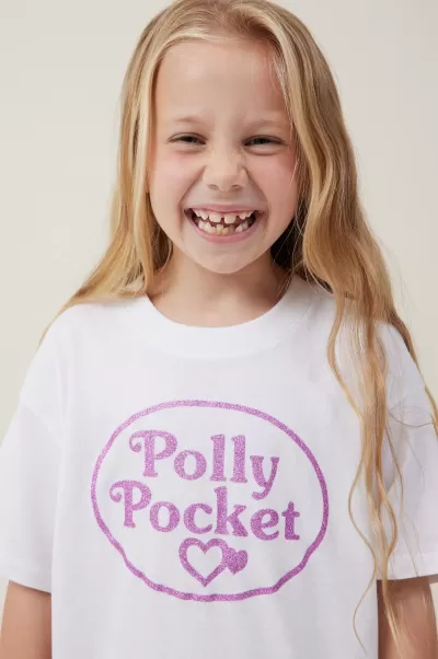 Girls 2-14 License Drop Shoulder Short Sleeve Tee Cotton On Personalized Lcn Mat Polly Pocket/White Tops & T-Shirts