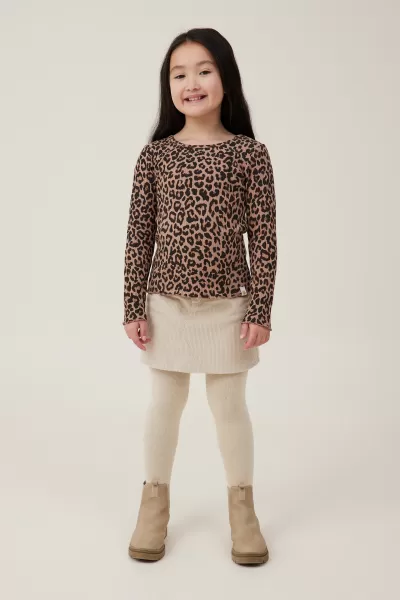 Tops & T-Shirts Cotton On Jade Crew Taupy Brown/Leopard 2024 Girls 2-14