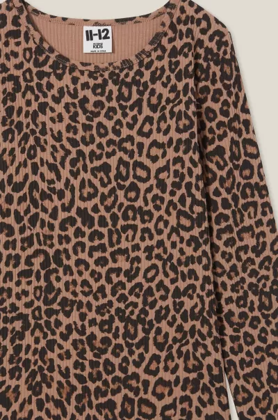 Taupy Brown/Leopard Tops & T-Shirts Jemma Crew Introductory Offer Girls 2-14 Cotton On