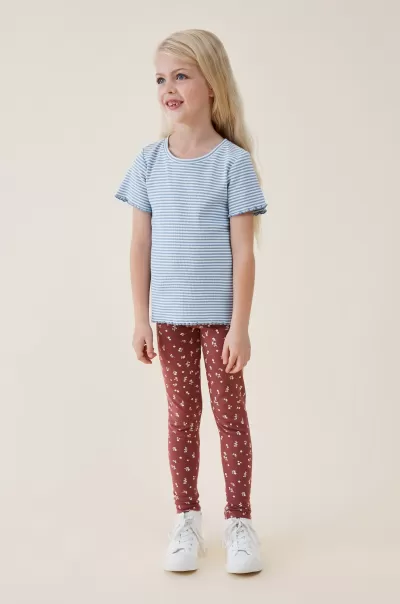 Cotton On Tops & T-Shirts Girls 2-14 Fashionable Raya Rib Baby Tee Dusty Blue Stripe