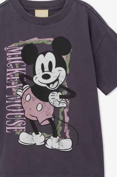 License Drop Shoulder Short Sleeve Tee Girls 2-14 Normal Tops & T-Shirts Lcn Dis Mickey Mouse/Rabbit Grey Wash Cotton On