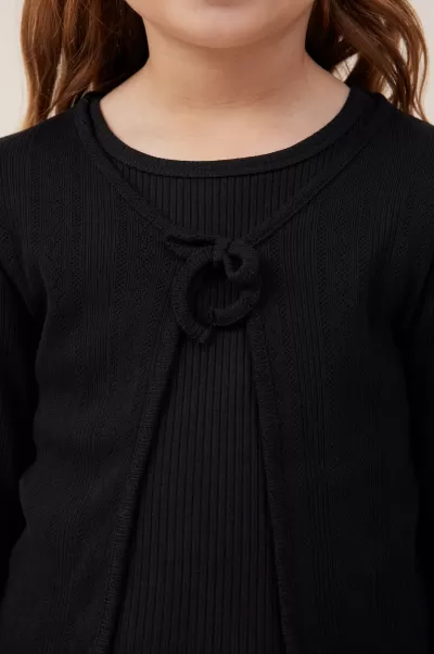 Black High-Quality Cotton On Monique Tie Front Top Girls 2-14 Tops & T-Shirts