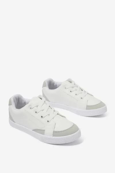 Online Girls 2-14 Sneakers Teddy Classic Trainer Cotton On White/Grey Nubuck