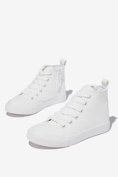 White Smooth Cotton On Modern Girls 2-14 Sneakers Classic High Top Trainer