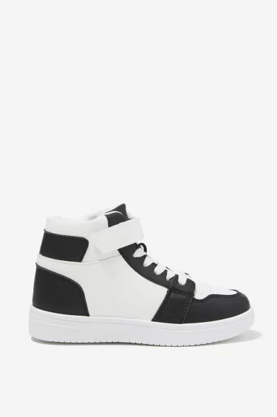 Girls 2-14 Cotton On Hunter High Top Trainer Classic Sneakers Black/White