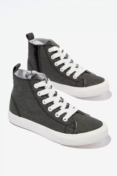 Girls 2-14 Classic Canvas High Top Trainer Certified Sneakers Cotton On Phantom Washed Canvas
