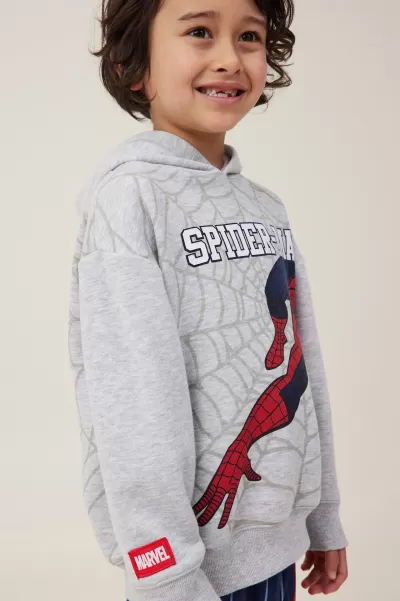 Sweatshirts & Sweatpants Cotton On Lcn Mar Fog Grey Marle/Spiderman Web Boys 2-14 Cutting-Edge License Emerson Hoodie