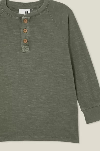 Voucher Tops & T-Shirts Swag Green Slub Boys 2-14 Cotton On Hayden Long Sleeve Henley Tee