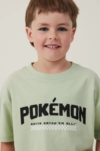 Boys 2-14 Cotton On Tops & T-Shirts Lcn Pok Gumnut Green/Pokemon Fire Type License Drop Shoulder Short Sleeve Tee Hygienic