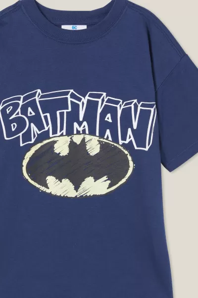 Ingenious License Drop Shoulder Short Sleeve Tee Boys 2-14 Tops & T-Shirts Cotton On Lcn Wb In The Navy/Batman Crime Fighter