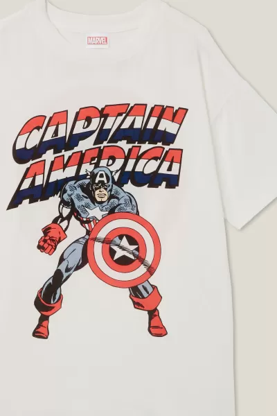 Lcn Mar Vanilla/Captain Amercia Target Cotton On License Quinn Short Sleeve Tee Tops & T-Shirts Boys 2-14 Trusted