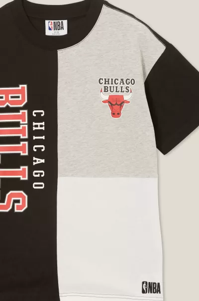 Cotton On Lcn Nba Black/Chicago Bulls Colour Block Tops & T-Shirts Cheap License Quinn Short Sleeve Tee Boys 2-14