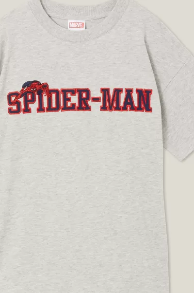 Tops & T-Shirts Refined Lcn Mar Fog Grey Marle/Spiderman Face Cotton On License Quinn Short Sleeve Tee Boys 2-14