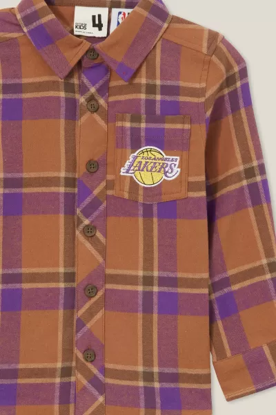 Boys 2-14 License Rugged Long Sleeve Shirt Cotton On Must-Go Prices Lcn Nba Coco Jumbo/ Lakers Plaid Shirts